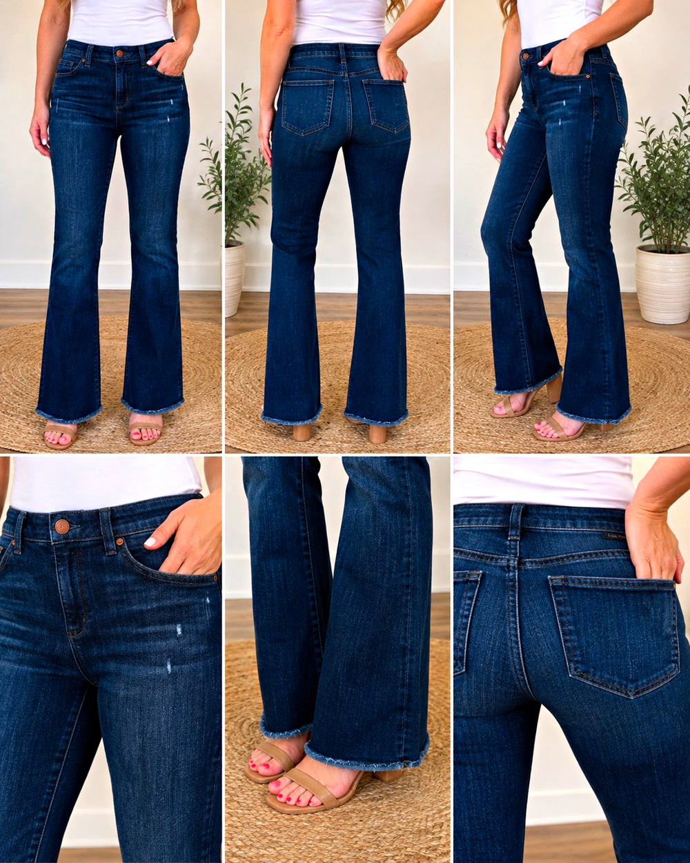 Democracy Women’s Jeans Size 12 Ab Technology Dark Wash Bootcut Raw Hem Stretch